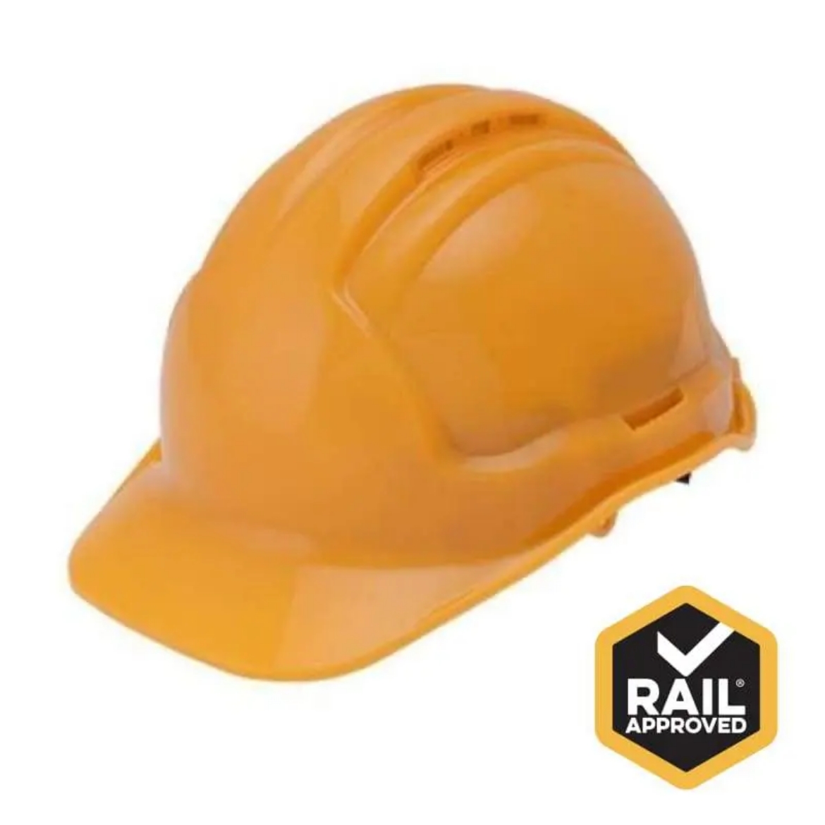 Picture of NBCF Clearview Ratchet Hard Hat Special Orange with rear NBCF logo bulk packaged